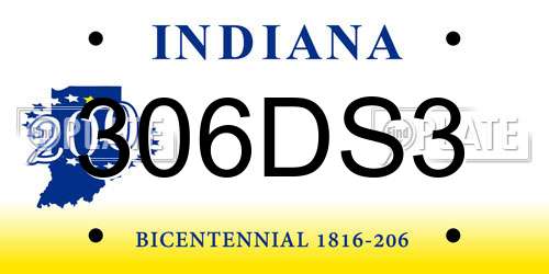 306DS3 Indiana License Plate