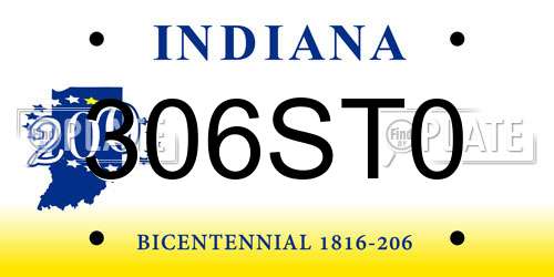 306ST0 Indiana License Plate