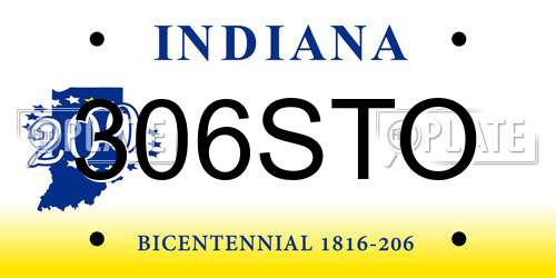 306STO Indiana License Plate