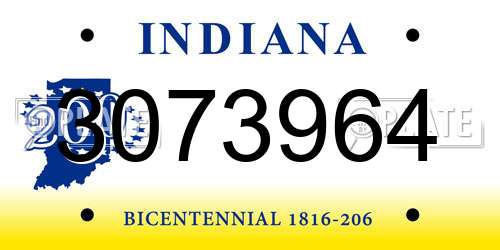 3073964 Indiana License Plate