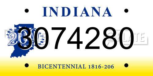 3074280 Indiana License Plate