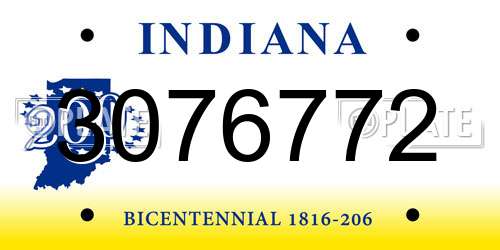 3076772 Indiana License Plate