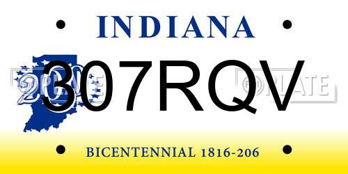 307RQV Indiana License Plate