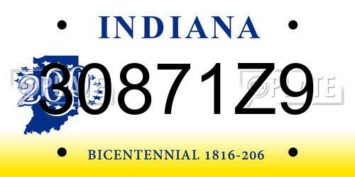 30871Z9 Indiana License Plate
