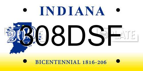 308DSF Indiana License Plate