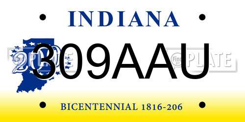 309AAU Indiana License Plate