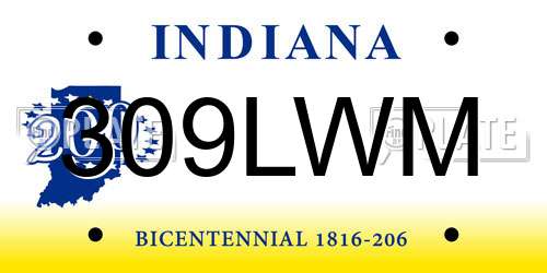 309LWM Indiana License Plate
