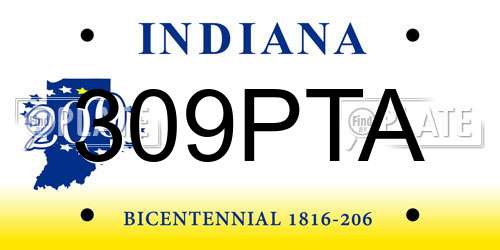 309PTA Indiana License Plate