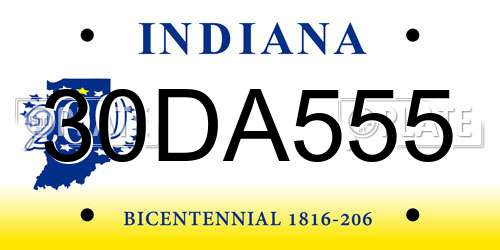 30DA555 Indiana License Plate