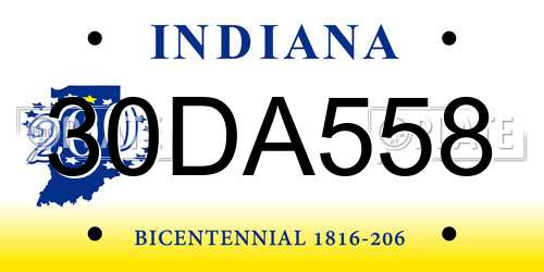 30DA558 Indiana License Plate
