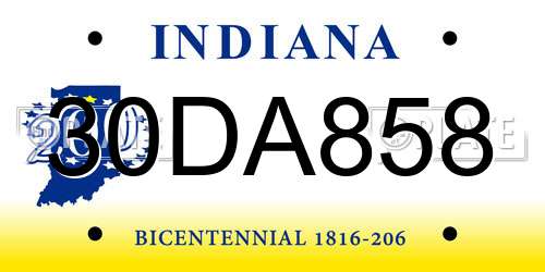 30DA858 Indiana License Plate