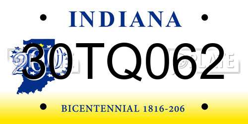 30TQ062 Indiana License Plate