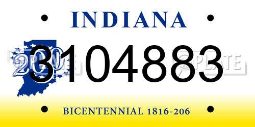 3104883 Indiana License Plate
