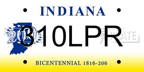 310LPR Indiana License Plate