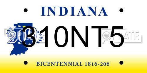 310NT5 Indiana License Plate