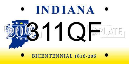 311QF Indiana License Plate