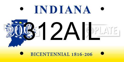 312AIL Indiana License Plate