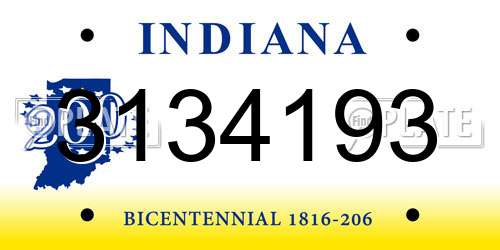 3134193 Indiana License Plate