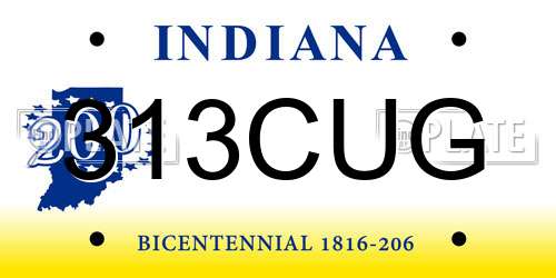 313CUG Indiana License Plate