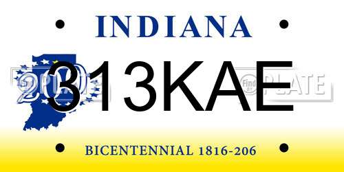 313KAE Indiana License Plate