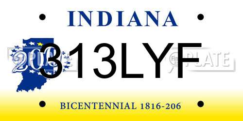 313LYF Indiana License Plate