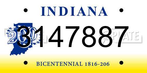 3147887 Indiana License Plate