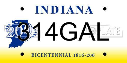 314GAL Indiana License Plate