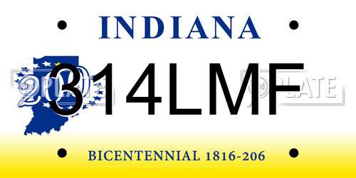 314LMF Indiana License Plate