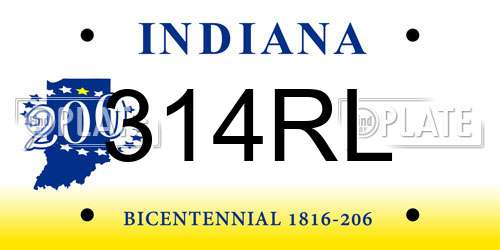 314RL Indiana License Plate