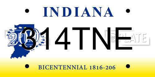 314TNE Indiana License Plate