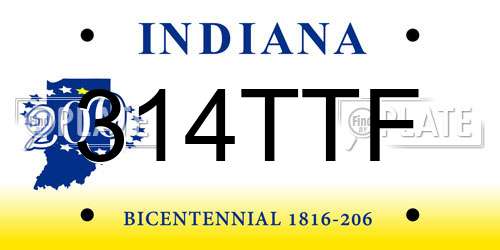314TTF Indiana License Plate