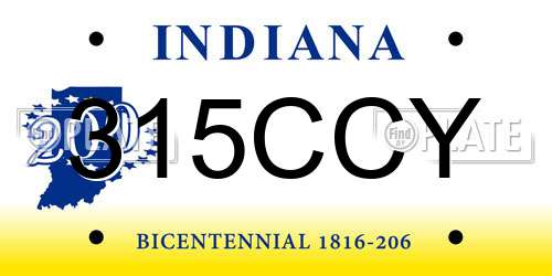 315CCY Indiana License Plate