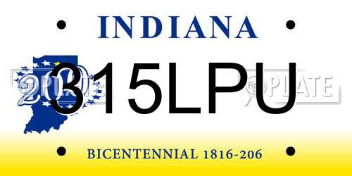 315LPU Indiana License Plate