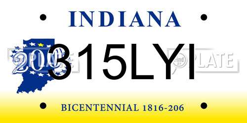 315LYI Indiana License Plate