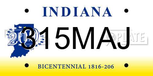 315MAJ Indiana License Plate