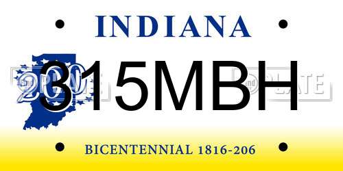 315MBH Indiana License Plate