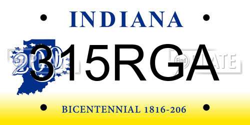 315RGA Indiana License Plate