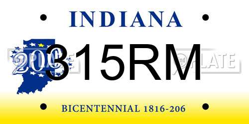 315RM Indiana License Plate