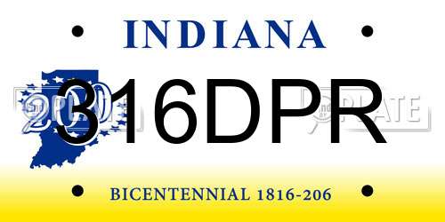 316DPR Indiana License Plate
