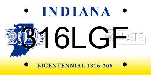 316LGF Indiana License Plate