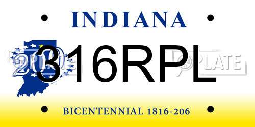 316RPL Indiana License Plate