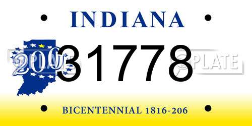 31778 Indiana License Plate