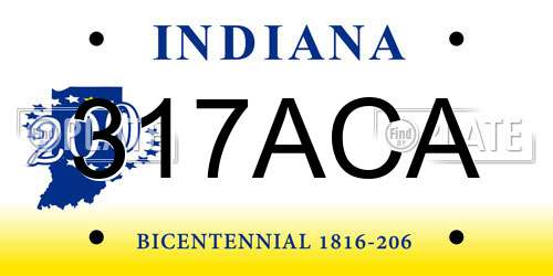 317ACA Indiana License Plate