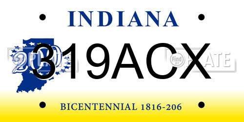 319ACX Indiana License Plate