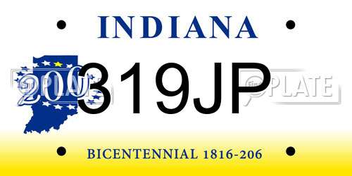 319JP Indiana License Plate