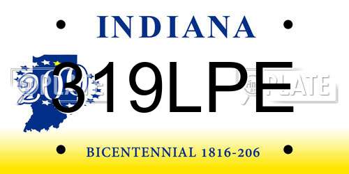 319LPE Indiana License Plate