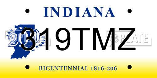 319TMZ Indiana License Plate