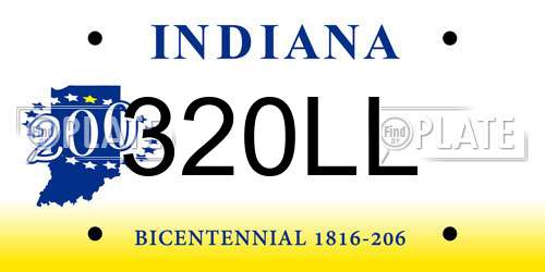 320LL Indiana License Plate