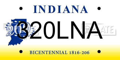 320LNA Indiana License Plate