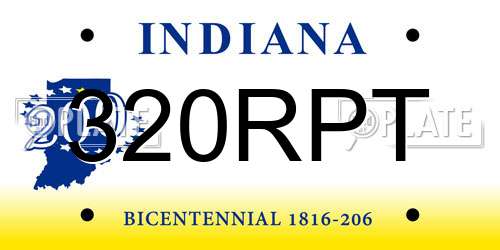320RPT Indiana License Plate